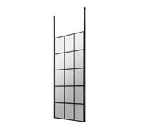 Hudson Reed Framed Wetroom Shower Screen with Ceiling Posts | Matt Black | Glass/Aluminium | 760mm x 1950mm