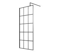 Hudson Reed Black Frame Wetroom Shower Screen & Support Bar 900x19