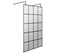 Hudson Reed Framed Wetroom Shower Screen with Support Bars and Feet | Matt Black | Aluminium/Glass | 1200mm x 1950mm