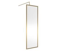 Hudson Reed Full Outer Frame Wetroom Screen, Shower Shield, Brushed Brass, 1950 X 700 X 1000