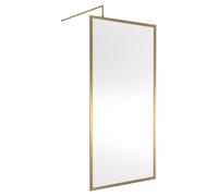 Hudson Reed Full Outer Frame Wetroom Shower Screen with Support Bar | Brushed Brass | Aluminium | 1000mm x 1950mm