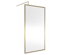 Hudson Reed Full Outer Frame Wetroom Shower Screen with Support Bar | Brushed Brass | Aluminium | 1100mm x 1950mm