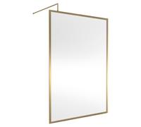 Hudson Reed Full Outer Frame Wetroom Shower Screen with Support Bar | Brushed Brass | Glass/Aluminium | 1400mm x 1950mm