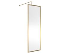 Hudson Reed Full Outer Frame Wetroom Shower Screen with Support Bar | Brushed Brass | Aluminium | 700mm x 1950mm