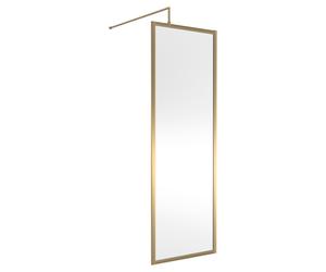 Hudson Reed Full Outer Frame Wetroom Shower Screen with Support Bar | Brushed Brass | Glass/Aluminium | 700mm x 1950mm