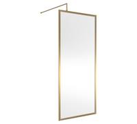 Hudson Reed Full Outer Frame Wetroom Shower Screen with Support Bar | Brushed Brass | Glass/Aluminium | 900mm x 1950mm