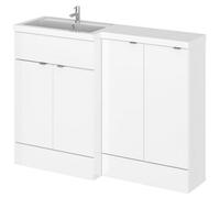 Hudson Reed Fusion 1200mm Left Hand Freestanding Vanity Unit & Polymarble Basin - Gloss White