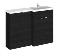 Hudson Reed Fusion Woodgrain 4 Door Combination Right Hand Basin Vanity Unit | Charcoal Black | MDF | 1200mm