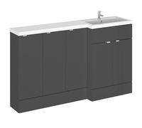 Hudson Reed Fusion 5 Door Combination Right Hand Basin Vanity Unit | Gloss Grey | MDF | 1500mm