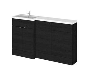 Hudson Reed Fusion 1500mm Left-Hand Freestanding Basin & Wc Combination Unit, Charcoal Black, Gloss & Matt