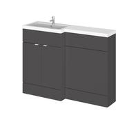 Hudson Reed Fusion 2 Door Combination Left Hand Basin Vanity Unit Toilet Suite | Gloss Grey | MDF | 1200mm