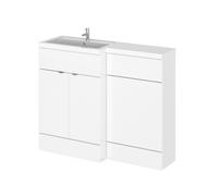 Hudson Reed Fusion 2 Door Combination Left Hand Basin Vanity Unit Toilet Suite | Gloss White | MDF | 1100mm