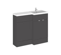 Hudson Reed Fusion Gloss Grey 1000mm RH Basin & WC Combination Uni