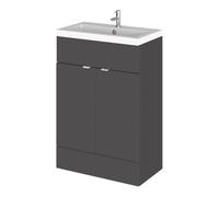 Hudson Reed Fusion 2 Door Combination Vanity Unit | Gloss Grey | MDF | 600mm