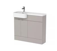 Hudson Reed Fusion 2 Door Combination Vanity Unit Toilet Suite with Left Hand Round Semi Recessed Basin | Matt Pebble Grey | MFC | 1000mm