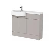 Hudson Reed Fusion 2 Door Combination Vanity Unit Toilet Suite with Left Hand Round Semi Recessed Basin | Matt Pebble Grey | MFC | 1100mm