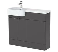 Hudson Reed Fusion 1000Mm Lh Combination Unit With Round Semi Recess Basin - Gloss Grey, Grey
