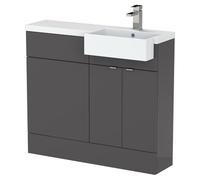 Hudson Reed Fusion 1000Mm Rh Combination Unit With Square Semi Recess Basin - Gloss Grey, Grey