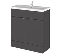 Hudson Reed Fusion 800Mm Fd Vanity Unit & Ceramic Basin - Gloss Grey, Grey