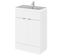 Hudson Reed Fusion 2 Door Combination Vanity Unit with Ceramic Basin | Gloss White | MDF | 600mm