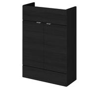 Hudson Reed Fusion 2 Door Floor Standing Compact Vanity Unit | Charcoal Black | MDF | 600mm