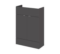 Hudson Reed Fusion Compact Floor Standing 2 Door Vanity Unit | Gloss Grey | MDF | 600mm