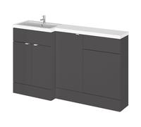 Hudson Reed Fusion 3 Door Combination Left Hand Basin Vanity Unit Toilet Suite | Gloss Grey | MDF | 1500mm