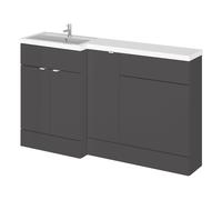 Hudson Reed Fusion 3 Door Combination Left Hand Basin Vanity Unit Toilet Suite | Gloss Grey | MDF | 1500mm
