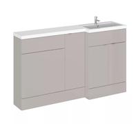 Hudson Reed Fusion 3 Door Combination Right Hand Basin Vanity Unit Toilet Suite | Matt Pebble Grey | MFC | 1500mm