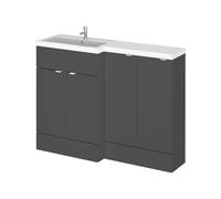 Hudson Reed Fusion 4 Door Combination Left Hand Basin Vanity Unit | Gloss Grey | MDF | 1200mm