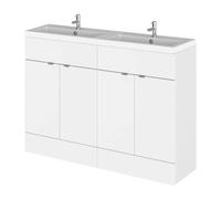 Hudson Reed Fusion 4 Door Combination Vanity Unit with Double Basins | Gloss White | MDF | 1200mm