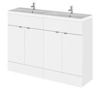 Hudson Reed Fusion 4 Door Combination Vanity Unit with Double Ceramic Basins | Gloss White | MDF | 1200mm
