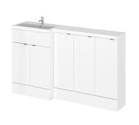 Hudson Reed Fusion 5 Door Combination Left Hand Basin Vanity Unit | Gloss White | MDF | 1500mm