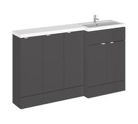 Hudson Reed Fusion 5 Door Combination Right Hand Basin Vanity Unit | Gloss Grey | MDF | 1500mm