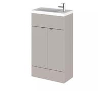Hudson Reed Fusion Compact 2 Door Combination Vanity Unit | Matt Pebble Grey | MFC | 500mm