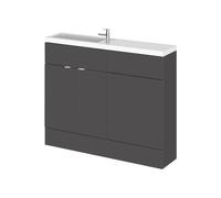 Hudson Reed Fusion Gloss Grey 1100mm Basin & WC Combination Compac