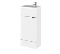 Hudson Reed Fusion Compact Single Door Combination Vanity Unit | Gloss White | MDF | 400mm