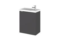 Hudson Reed Fusion Gloss Grey 400mm Wall Hung 1-Door Vanity Unit &