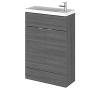 Hudson Reed Fusion Compact Woodgrain 2 Door Combination Vanity Unit | Anthracite | MDF | 600mm