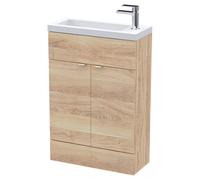 Hudson Reed Fusion Compact Woodgrain 2 Door Combination Vanity Unit | Bleached Oak | MFC | 600mm
