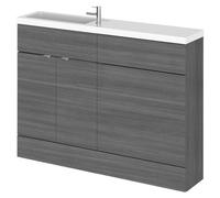 Hudson Reed Fusion Compact Woodgrain 2 Door Combination Vanity Unit Toilet Suite | Anthracite | MDF | 1200mm