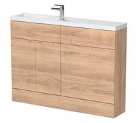 Hudson Reed Fusion Slimline Combination 2 Door Vanity and Toilet Unit with 1 Tap Hole Basin | Bleached Oak | 1200mm