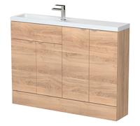 Hudson Reed Fusion Compact Woodgrain 4 Door Combination Vanity Unit | Bleached Oak | MFC | 1200mm
