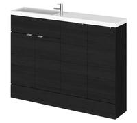 Hudson Reed Fusion Compact Woodgrain 4 Door Combination Vanity Unit | Charcoal Black | MDF | 1200mm