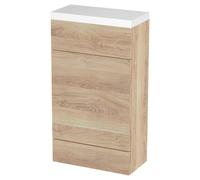 Hudson Reed Fusion Compact Woodgrain Combination Toilet Unit with Polymarble Worktop | Bleached Oak | MFC | 500mm