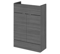 Hudson Reed Fusion Compact Woodgrain Floor Standing 2 Door Vanity Unit | Anthracite | MDF | 600mm