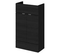 Hudson Reed Fusion Compact Woodgrain Floor Standing 2 Door Vanity Unit | Charcoal Black | MDF | 500mm