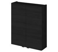 Hudson Reed Fusion Compact Woodgrain Wall Hung 2 Door Storage Unit | Charcoal Black | MDF | 500mm