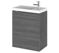 Hudson Reed Fusion Compact Woodgrain Wall Hung Single Door Combination Vanity Unit | Anthracite | MDF | 400mm