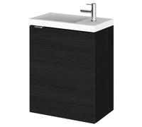 Hudson Reed Fusion Charcoal Black 400mm Wall Hung 1-Door Vanity Unit &